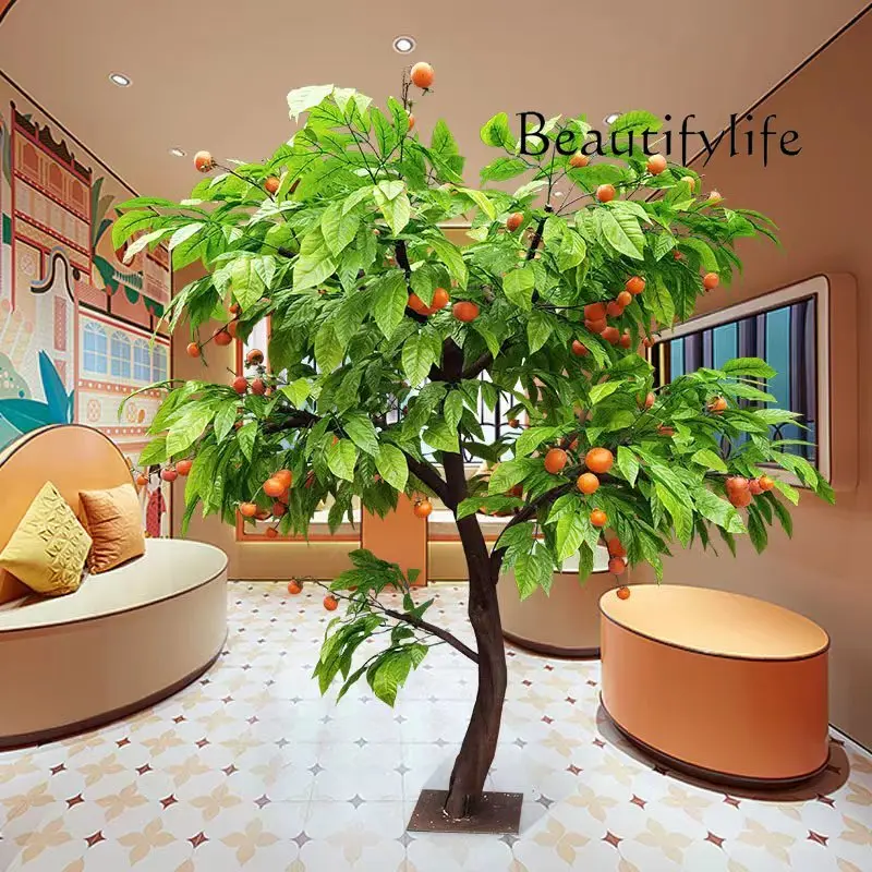 Simulation fake tree fruit tree large orange apple persimmon hawthorn tree decoration custom solid wood