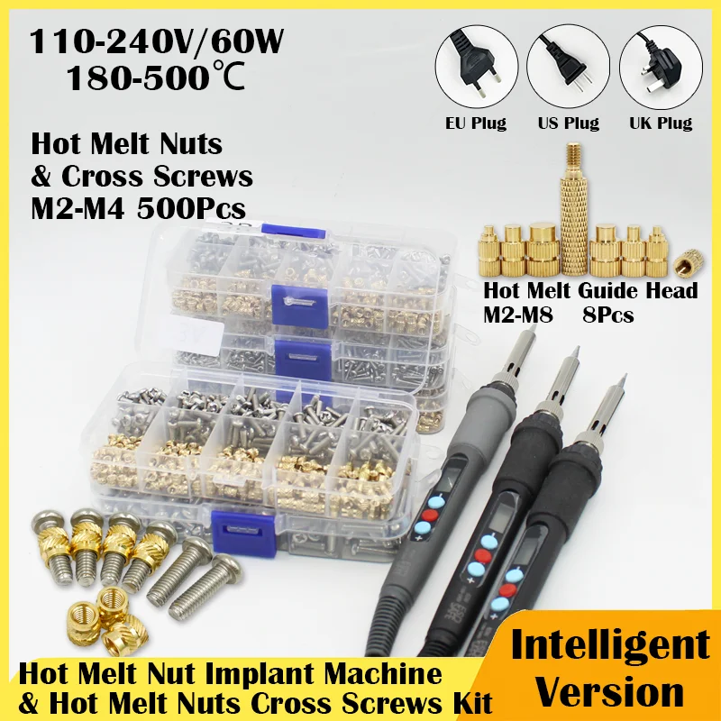 

Hot Melt Nut Implant Machine Heat Set Insert Soldering Iron Tip Copper Nut Insert Thread Insertion Nut Tool Plastic 3d Printing