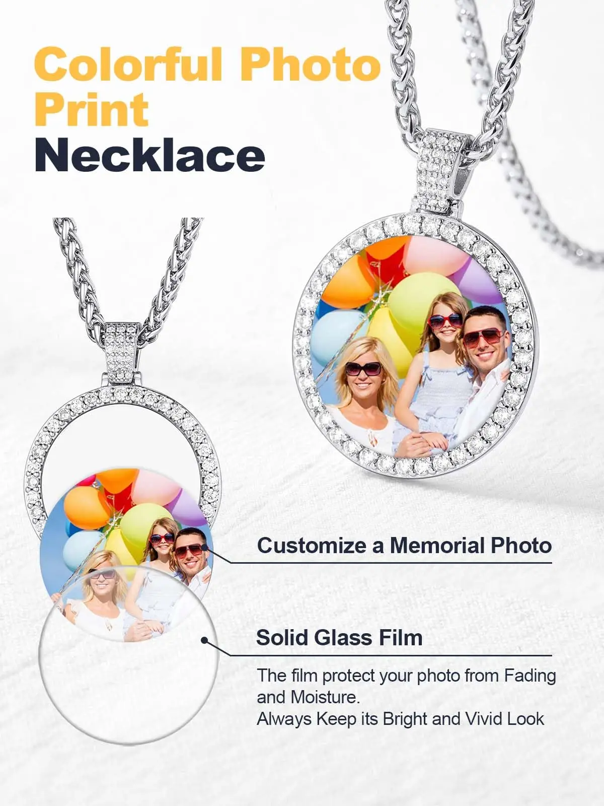 Kostenlose Anpassung Logo personal isierte benutzer definierte Foto Kreis Medaille Anhänger Hip Hop Schmuck Frauen Männer Erinnerung Bild Halskette Anhänger – Detail 9