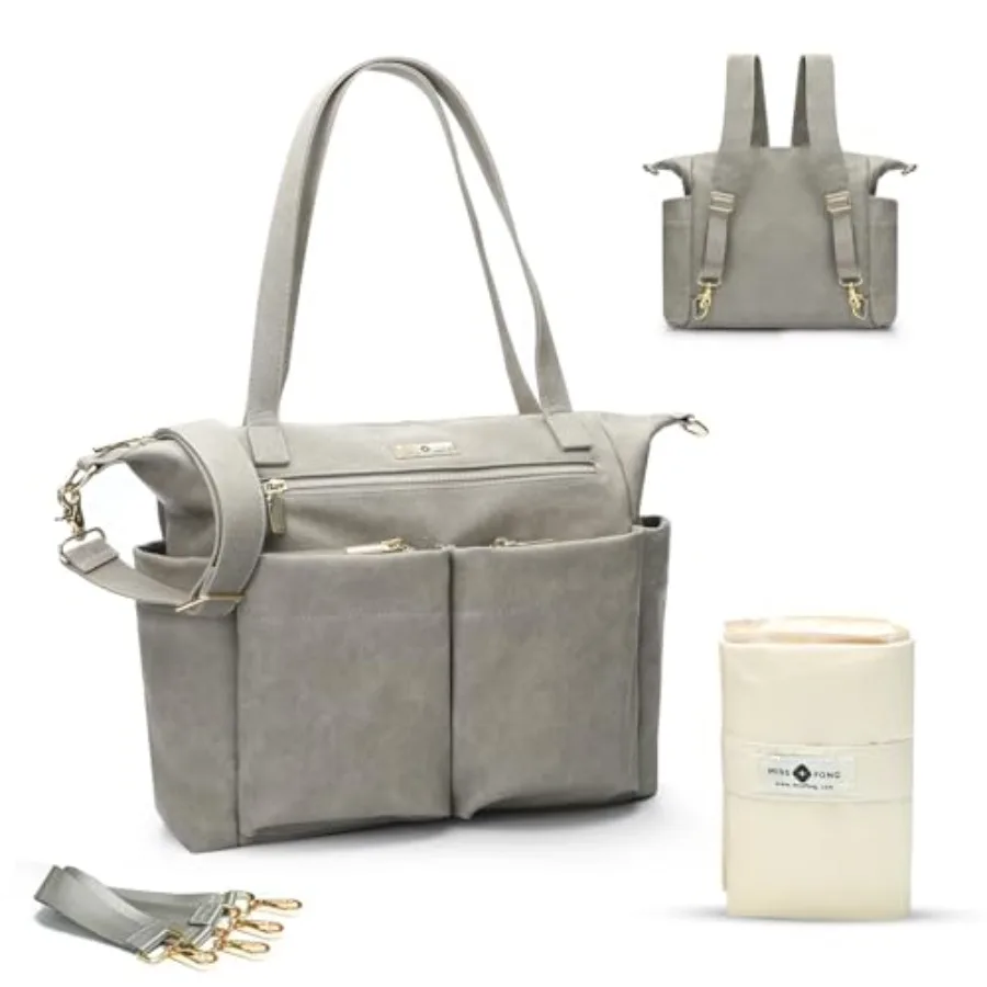 

miss fong Diaper Bag Tote Baby Bag Leather Diaper Backpack Large Diaper Tote Bag for girls boys Diaper Bag Purse with 11 Pocket
