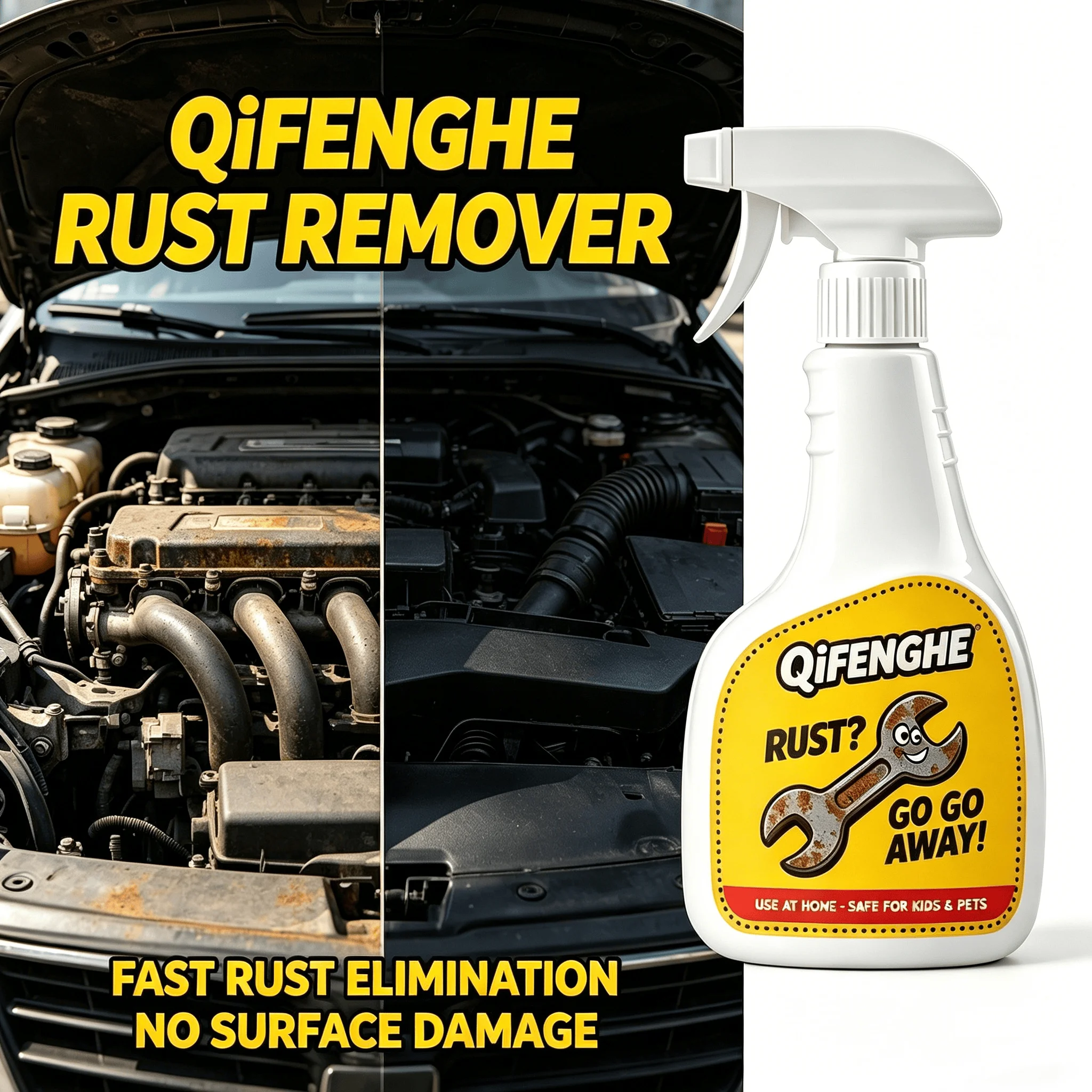 500ml BEST SELLER Rust Remover Spray, Fast Acting Multi-Surface Rust Cleaner, No Damage No Residue for Car Wheels Metal Tile Hom