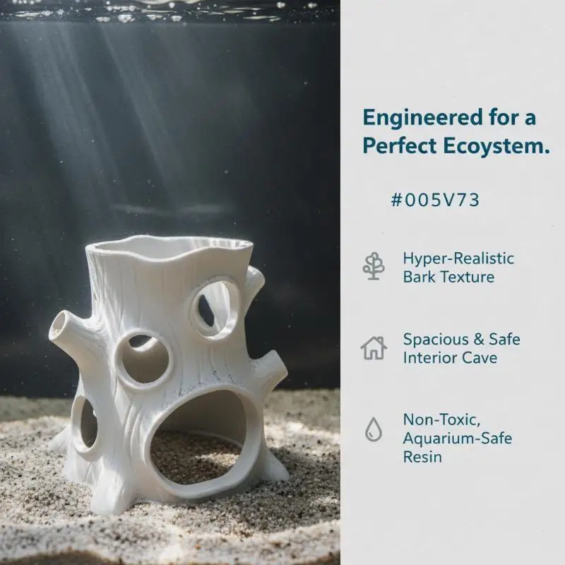 Hollow Shrimp Breeding Cave Realistic Tree Stump Non-Toxic Aquarium Hideaway Plastic Multi-Hole Aquarium Ornament Fish Tank