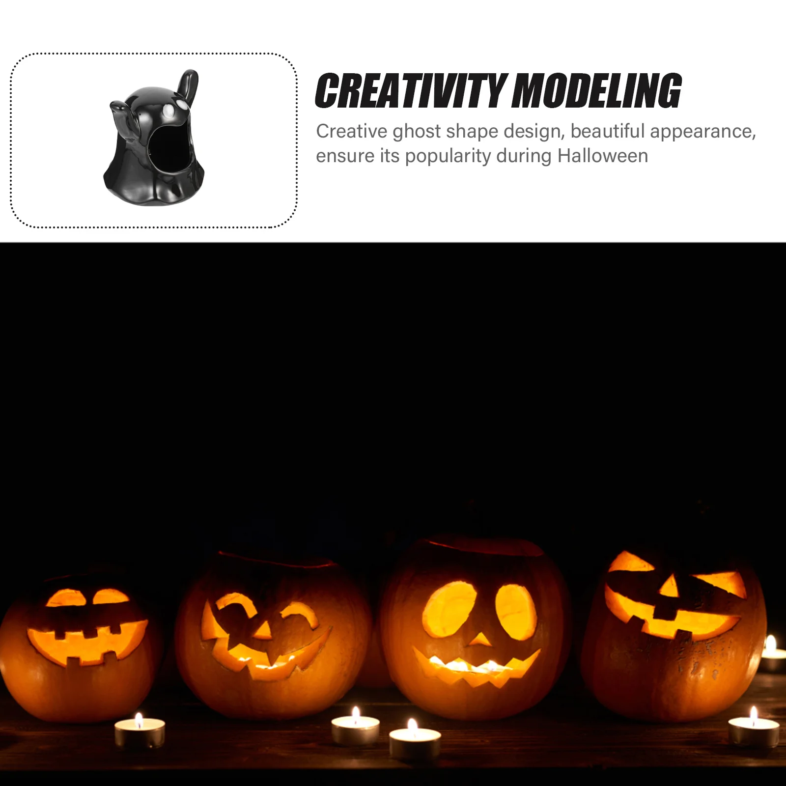

Ceramic Ghost Tealight Holder Halloween Candlestick Decor Unique Creative Design for Festival Party Halloween Holder