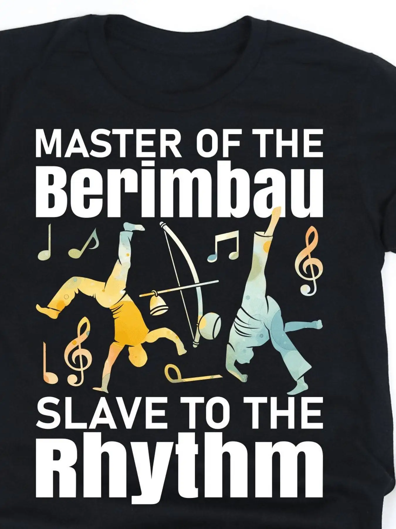 Berimbau's master, slave of rhythm shirt, Brazilian martial arts gift, Capoeira gift, O-neck cotton short-sleeved T-shirt.