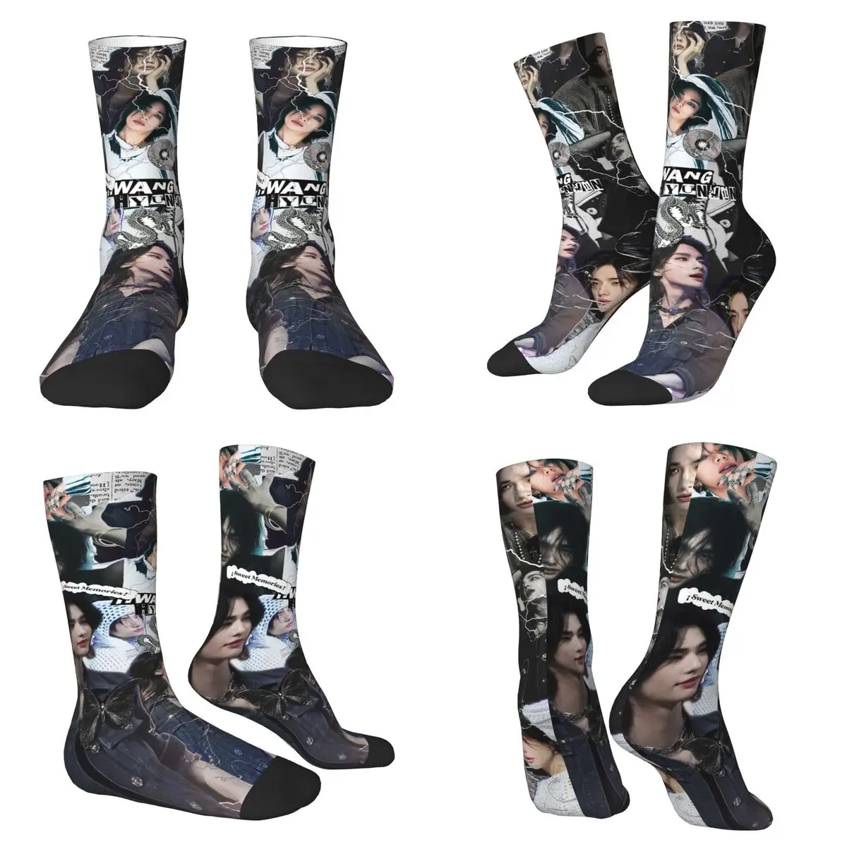 

HyunJin Korean Kpop Singer Socks Harajuku Sweat Absorbing Stockings All Season Long Socks Accessories for Unisex Birthday Gifts