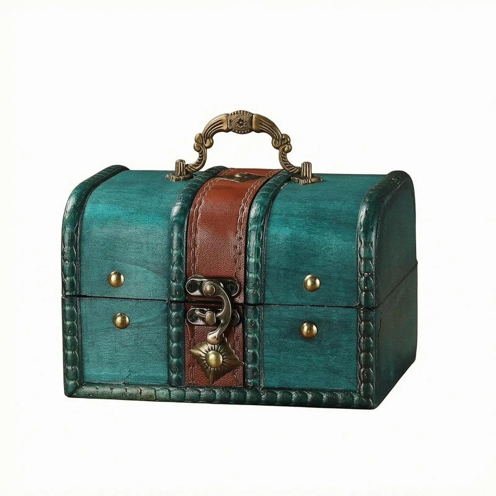 Timeless Wood Crafted Storage Chest with Carry Handle and Metal Clasp for Jewelry Vanity Dresser Organizer