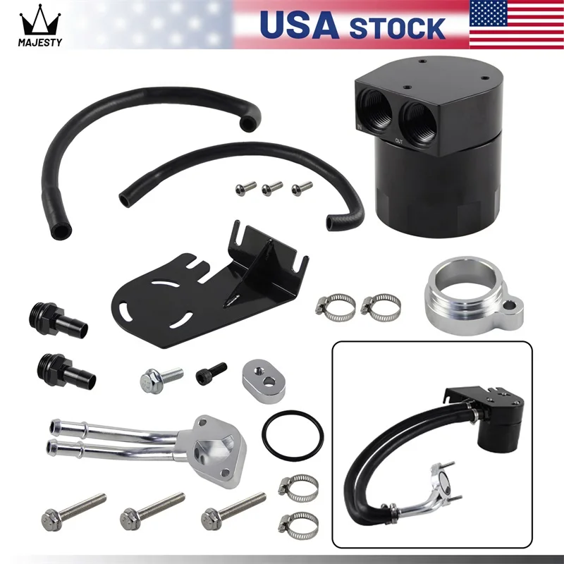 

Baffled Oil Catch Can For 2011–2016 Ford F-250 F-350 Super Duty 6.7L Powerstroke Black