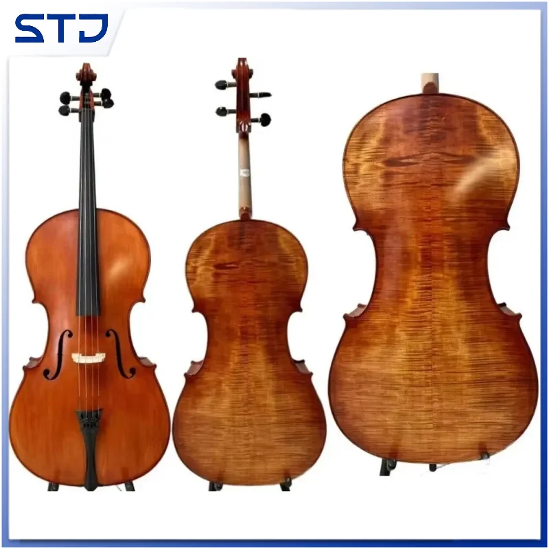 

Профессиональная виолончель 4/4, специальная чисто ручная работа, задняя часть цельного пламени.новая с жестким футляром/бантом. # 19727