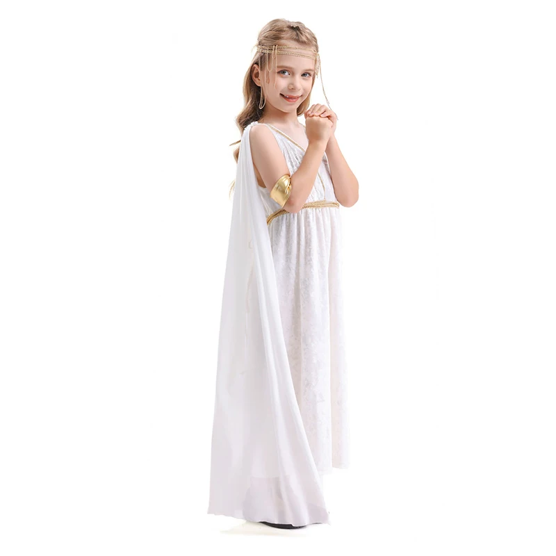 New Greek Mythology Statue of Liberty Long Dress for Girls Children Egyptian Goddess Retro Stage Performance Costume Shawl - view 3