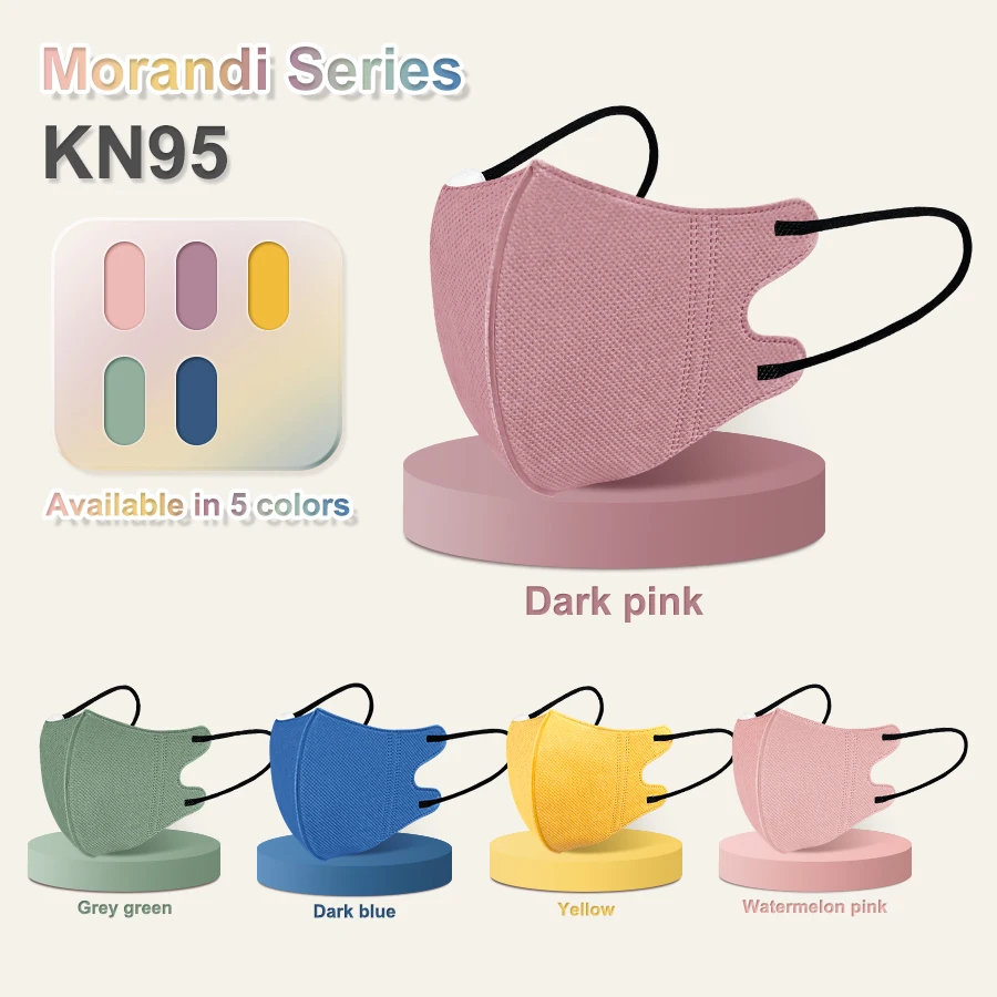 

Morandi KN95 Mask Adult Repeated use Mouth Mask Printing 3d Face FFP2 Masks Mixed Color Elegant Lady Face Masque FFP2 Mask