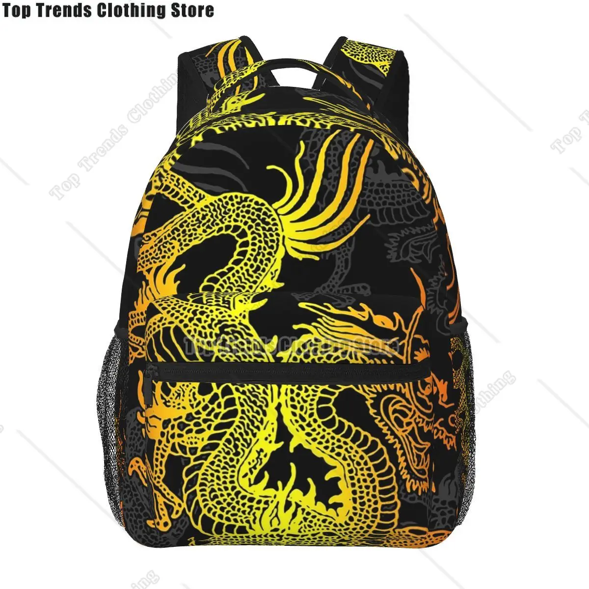 Golden Chinese Dragon Pattern Backpacks Boys Girls Bookbag Students School Bags Laptop Rucksack Shoulder Bag Large Capacity