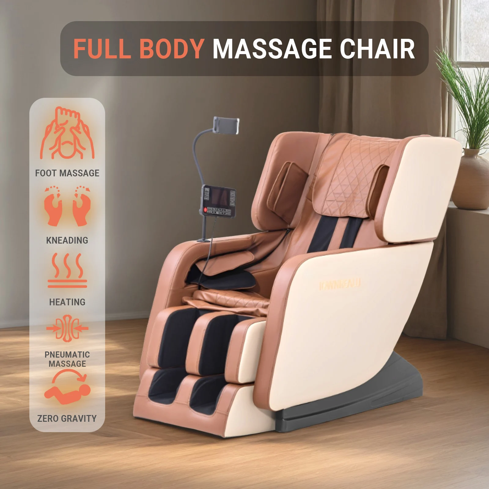 

Full Body Massage Chair, Shiatsu Massage Recliner Of Zero Gravity, LCD Control, Lower Back And Calf Heating, Home Or Office Use