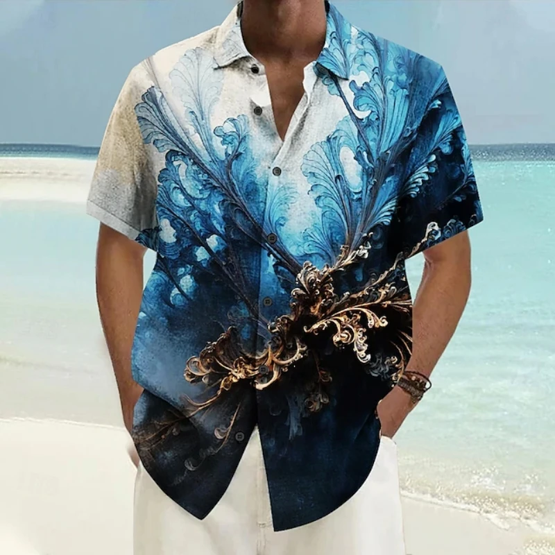 Hawaiian Men's Shirt Gorgeous Graphic  Short Sleeve Printed Tee Loose Oversized Lapel Button Shirts Summer Beach Party Clothing