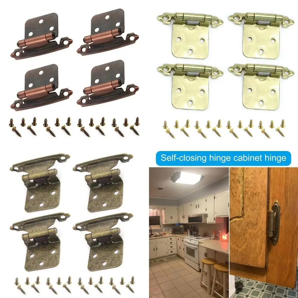 

4 шт. полускрытые петли для кухонного шкафа, декоративная фурнитура, антикварные самозакрывающиеся петли для шкафа, легко