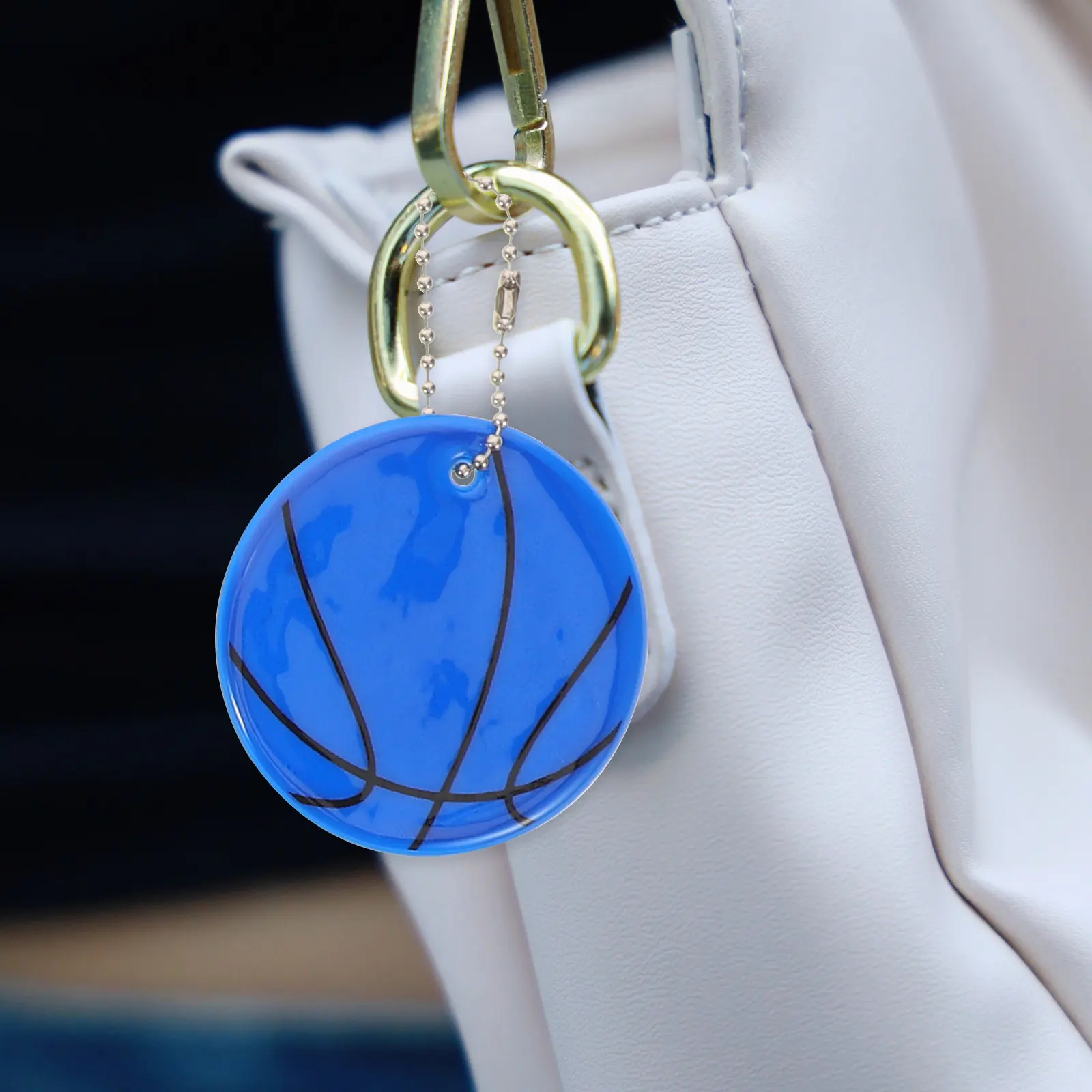 10Pcs Reflective Basketball Keychain Pendant 6Cm Glow-in-The-Dark Safety Reflector for Backpacks School Bags Cycling Running