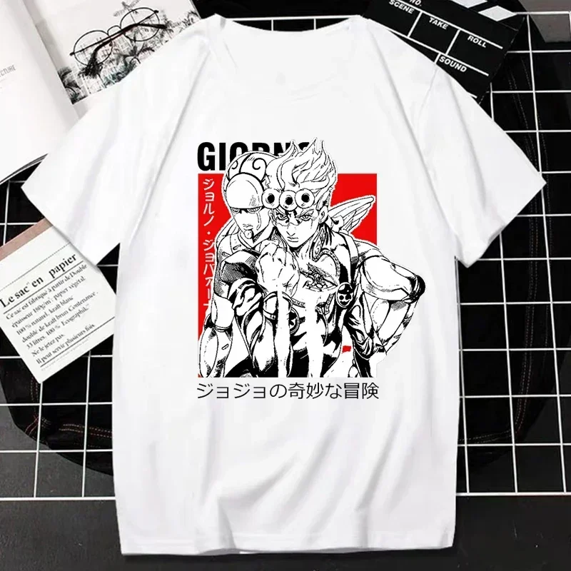 

Japanese anime jojo's Fantastic Adventure Print Summer T-shirt Fashion Loose casual 100% cotton crewneck short-sleeved T-shirt