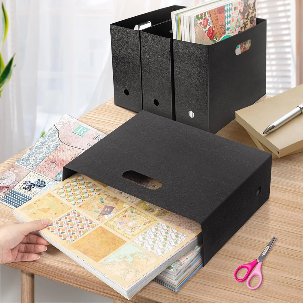 Dobrável plástico Office File Organizer, Scrapbook Paper Storage, Clipe de documento, Book Organizer, 12x12