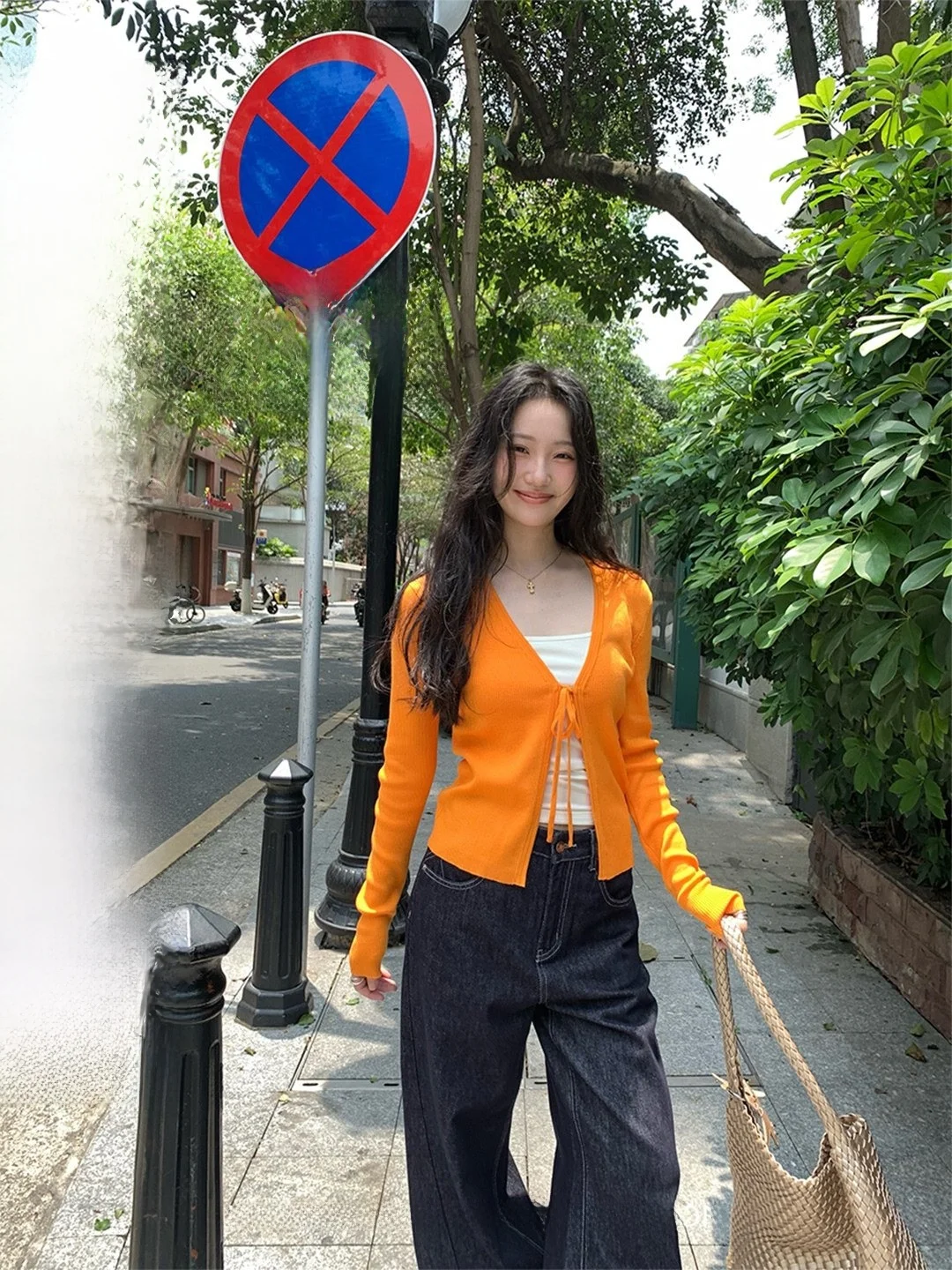 

Lightweight Silk V-Ne Open Cardigan with Belt Orange Casual Sle Women's Summer Sun Protection irt Zero Deee Soda