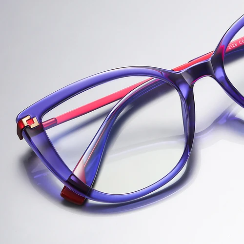 Imagen 2 del producto Gafas para miopía con montura morada transparente para mujer TR90, gafas graduadas antirayos azules de 0-0,5-0,75 a-6,0