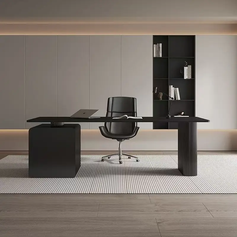 

DSA minimalist rock slab desk modern home desk modern light luxury high-end black with drawers boss computer desk