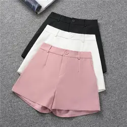 Women Suit Shorts Elegant High Waist White A Line Wide Leg Suit Short Commute Summer Suit Shorts Casual Slim Hot Short Pants