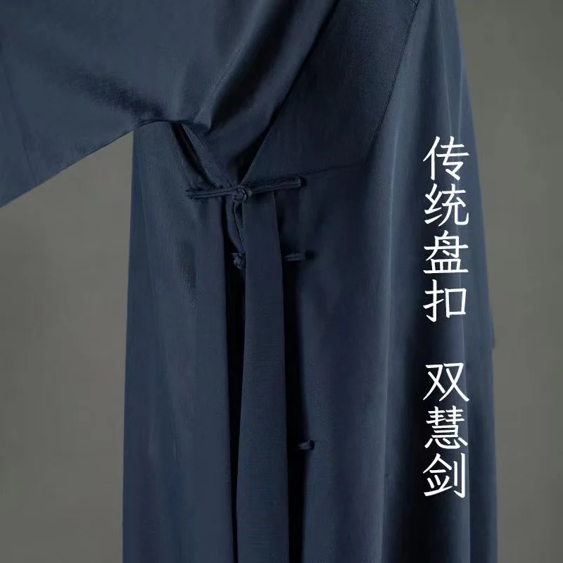 Jubah Taoisme tradisional Pria Wanita pakaian Taoist kerah Sanqing baju antik Niche Tai Chi kostum Zen toko teh pakaian Haji