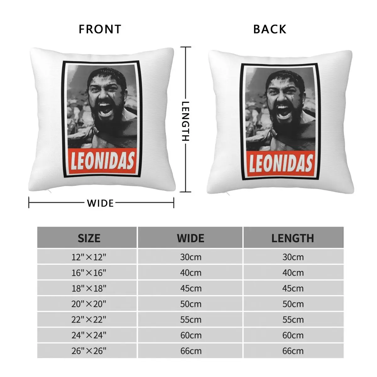 300 Spartans King Leonidas Square Pillowcase Polyester Linen Velvet Printed Zip Decorative Pillow Case Sofa Cushion Cover 18