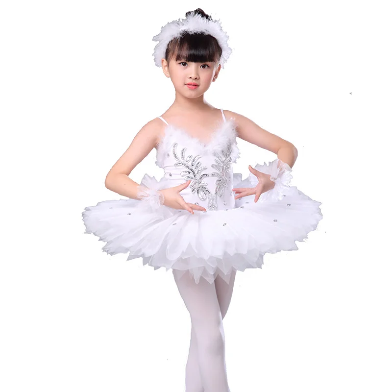 Abito da pancia bianco Costume da lago dei cigni per bambini Tutu di balletto per bambini per ragazze Costume da ballo Abito da tutu di balletto professionale