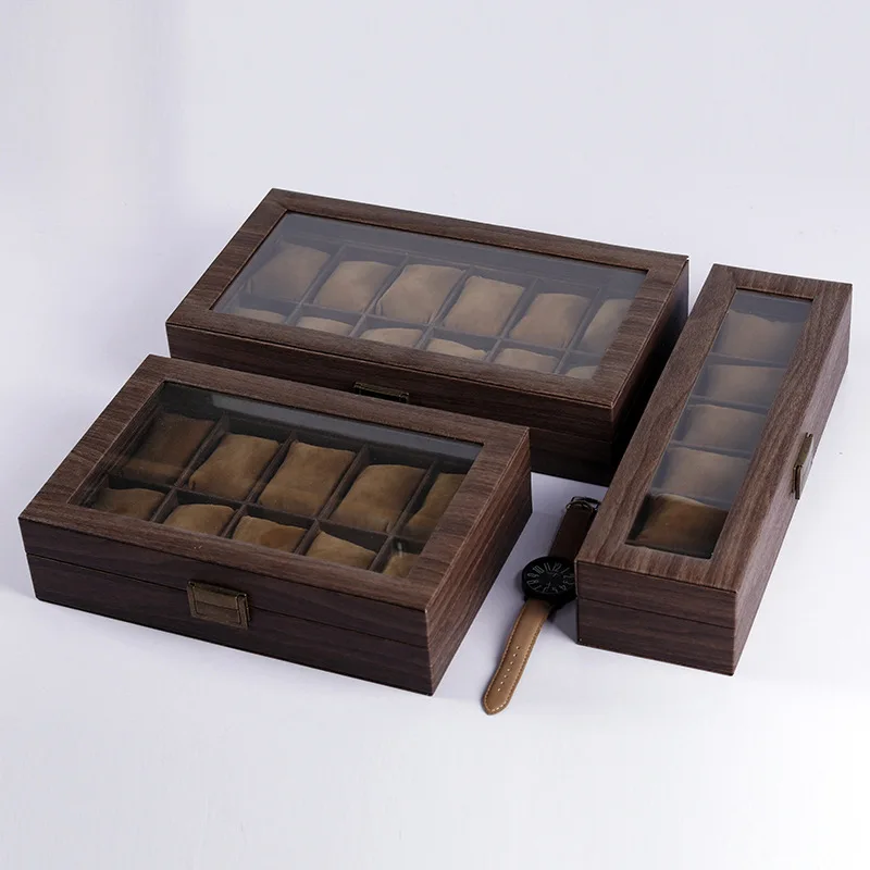 Luxury 2/3/6/10/12 Grids Wooden Watch Holder Boxes For Men and Women Glass Top Jewelry Organizer Stroge Cases Clock Gifts Boxes