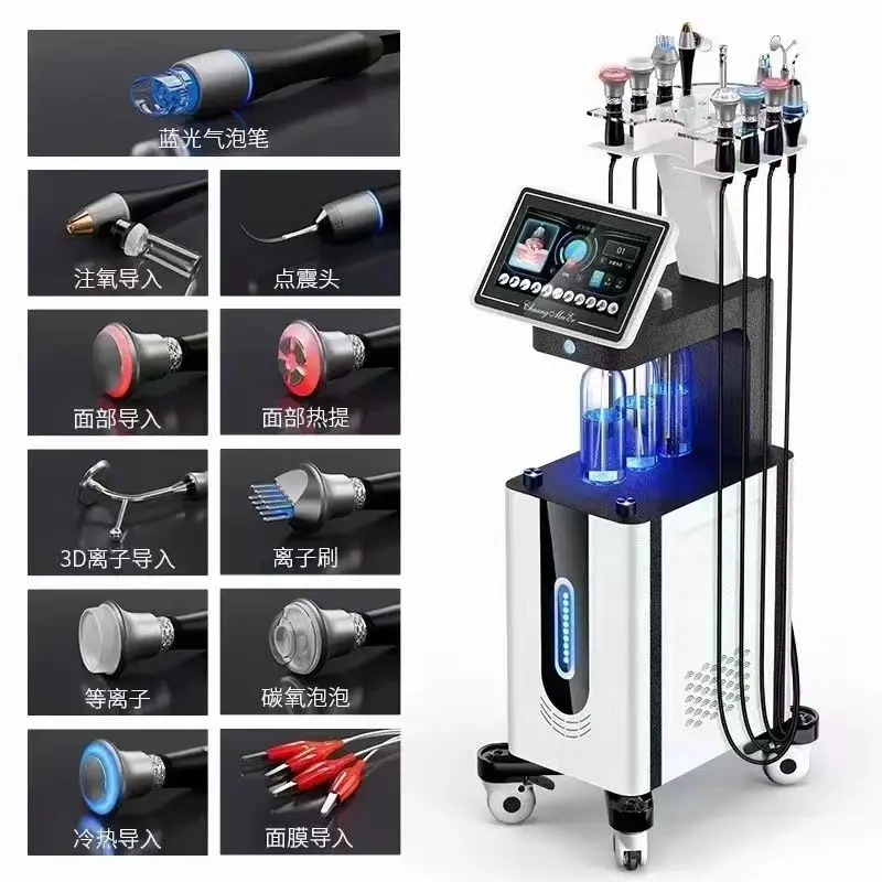 Hydrodermabrasion Oxygen Jet Facial Machine for Spa Salon, Pure Water Oxygen, RF ultrasound, 11 in 1