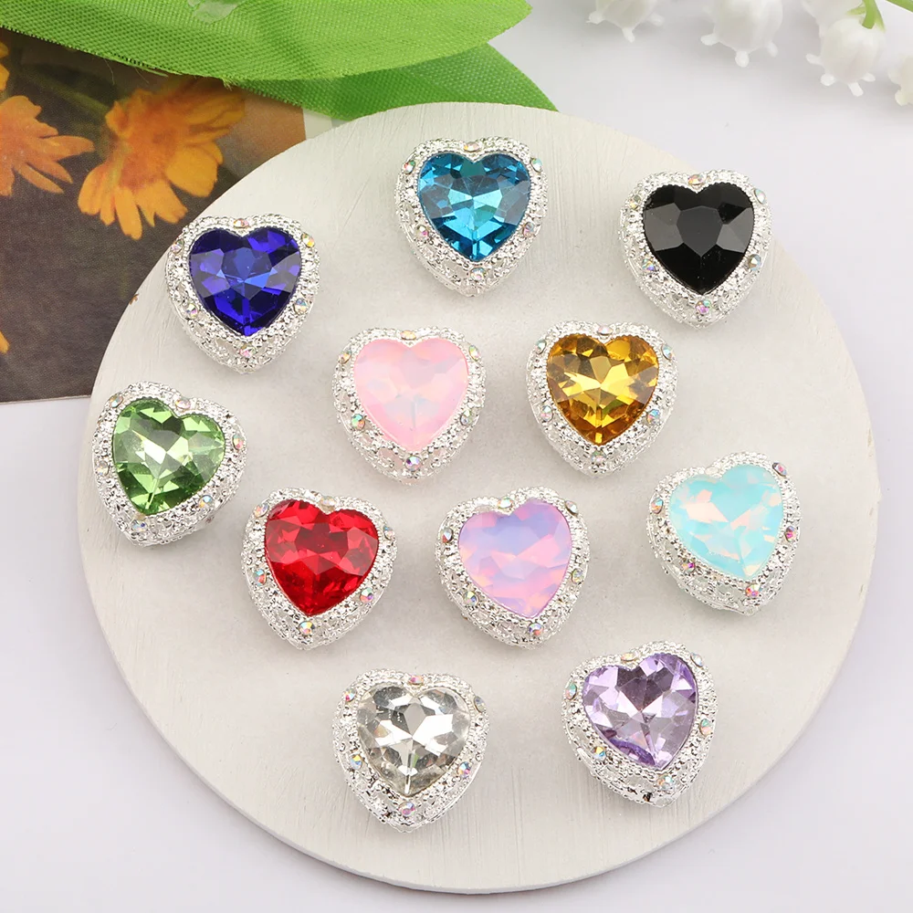 Cordial Design 40Pcs 19*20MM Alloy Bead/Hand Made/Jewelry Findings & Components/Rhinestone Effect/Heart Shape/DIY Fancy Bead