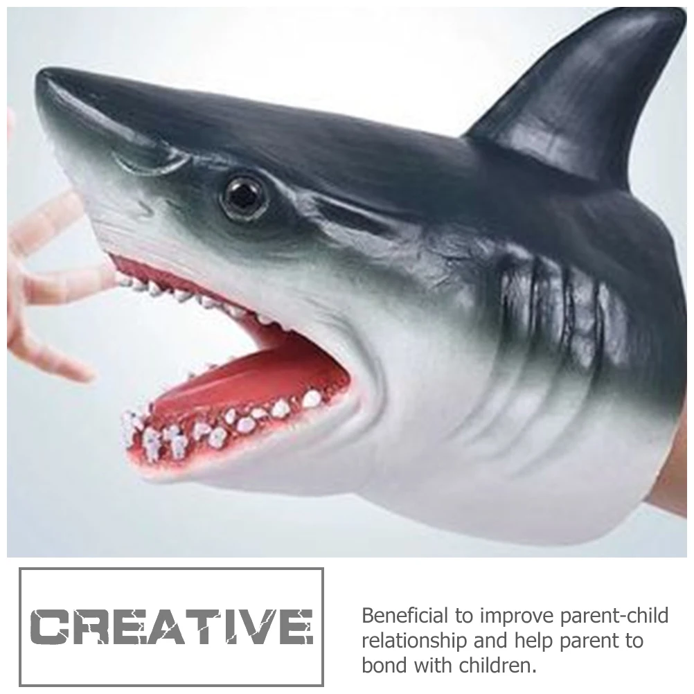 

2 Pcs Shark Puppet Toy Kids Finger Puppets Cosplay Animal Hand Diy Vinyl Lifelike