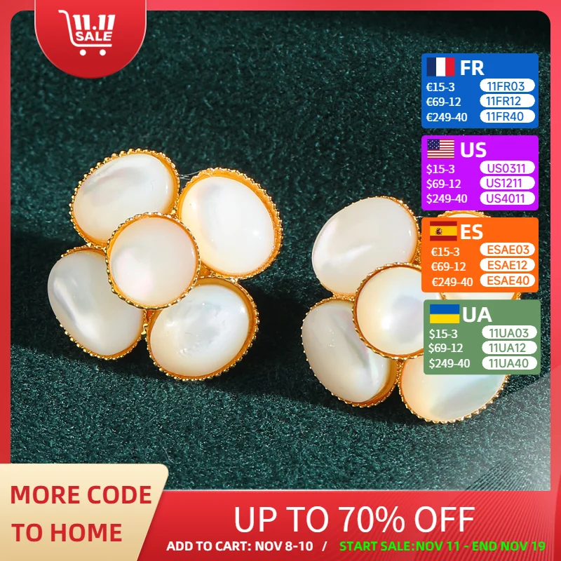 

Vintage White Moonstone Flower Earrings Cat Eye Stud Luxury Opal Jewelry Quality Designer For Woman Accessories New Trends 2025