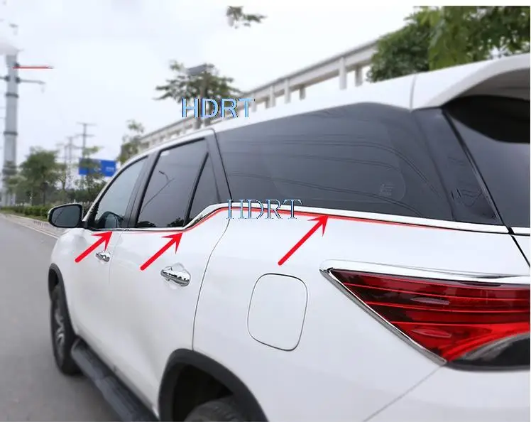 For Toyota Fortuner AN150 AN160 SW4 2016-2019 Car Side Door Under Bottom Window Molding Strip Cover Trim Stainless Steel