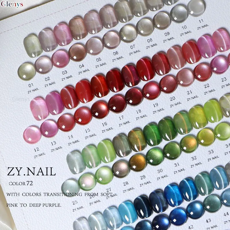 グレニーズ 72個入り * 15ml キャッツアイ ネイルジェル オフホワイト 人気 浸漬ジェル カラーカード UV/LED ネイルアート マニキュア 研究セット