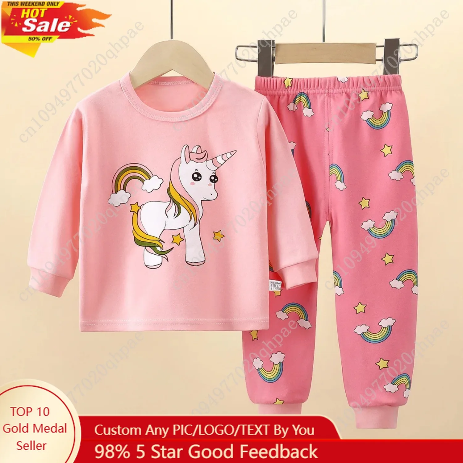 

Kids Autumn Casual Pajamas Boys Girls Cute Cartoon Unicorn Long Sleeve T-Shirt + Pants Pyjamas Toddler Baby Warm Clothing Sets