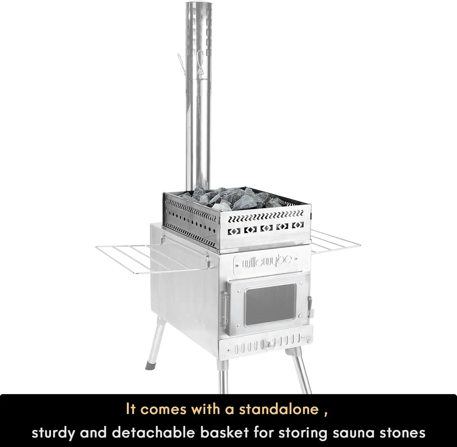 WillowyBe المحمولة التخييم موقد الخشب في الهواء الطلق ساونا خيمة ساخنة صاروخ موقد سخان للتسلق والساونا الجافة مع الأصدقاء