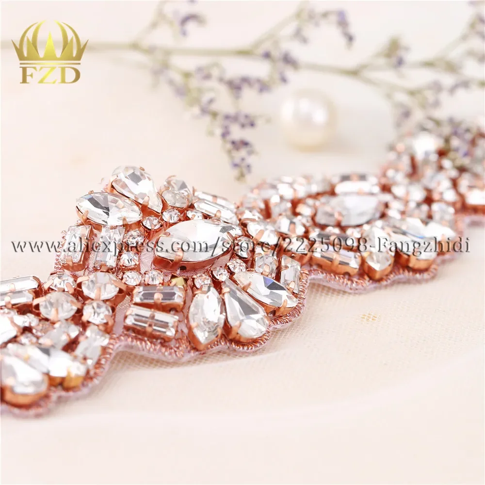 FZD 10 Yard Rhinestones Crystal Rhinestones Sew on Sash Belt Shiny Glass Appliques Motif for Wedding Bridal Dresses Belts