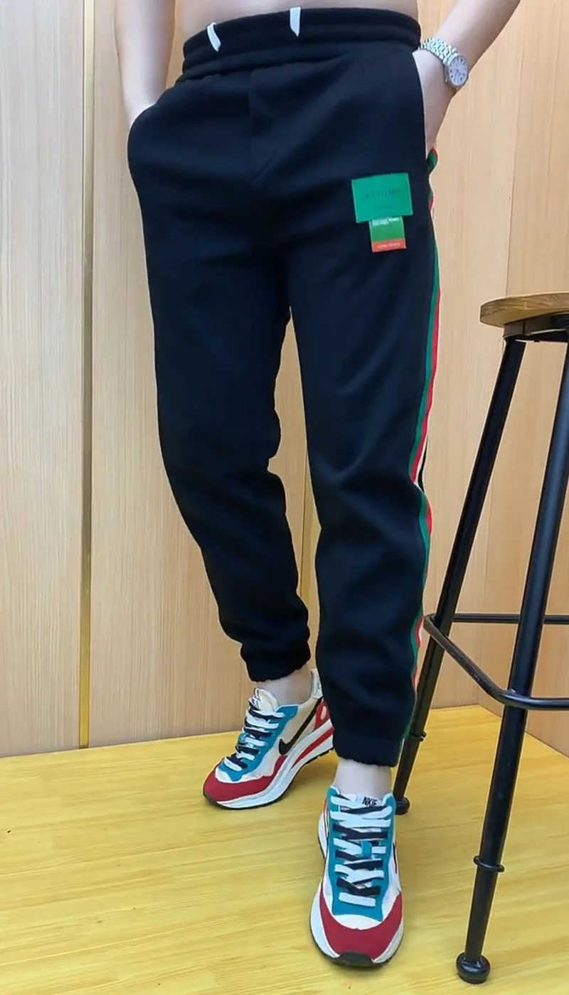 Pantaloni sportivi a righe casual da uomo Harlan Sle Pantaloni lunghi invernali alla moda per giovani Pantaloni sportivi comodi in vita elastica