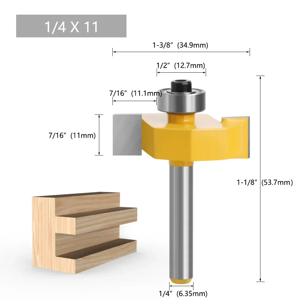 6mm 1/4 Shank T Slot Router Bit Bit with Bearing Wood Slotting Milling Cutter T Type Rabbeting Woodwork Tools for Wood