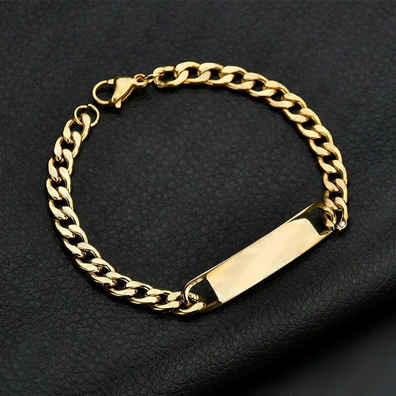 Wholesale Jewelry -- 19.5 cm x 8 mm 316L titanium steel Gold Color Figaro Chain Bracelets Jewelry For Men No Fade
