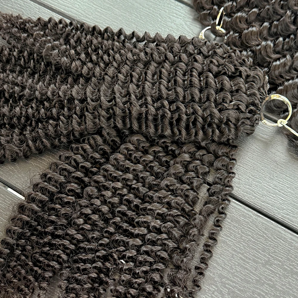 Kinky Curly Crochet Human Hair Curly Invisible Knotless Crochet Human Hair Extensions With String In The Middle Pre Separated