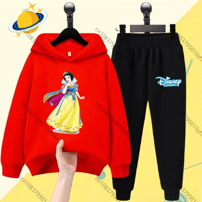 Snow White Animation children hoodie set Disney cartoon print autumn winter long-sleeved sweatshirt boys girls Kawaii casual top