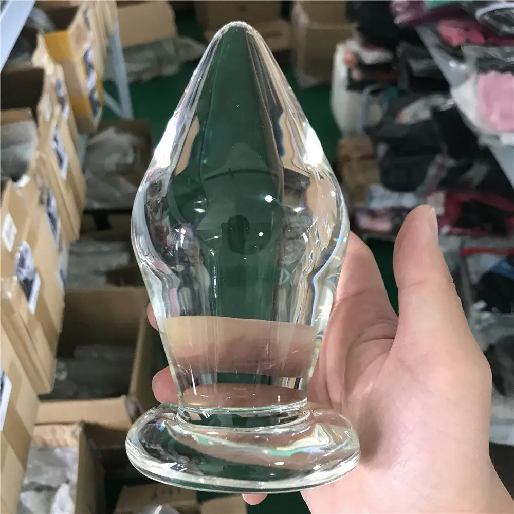 big glass anal plug 80mm Huge Glass Butt Plug Gode Fisting Glass Anal Plug Sex Toys For Men  Women G-Spot Anal Dilation Vagina Anal Ball Big Buttplug
