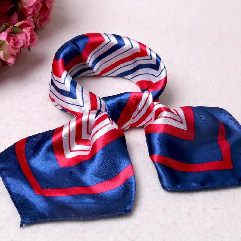 1 Piece Women Fashion Silk Scarves Square Scarf Business Attire Printed Leopard Print Stripes Scraf For Women