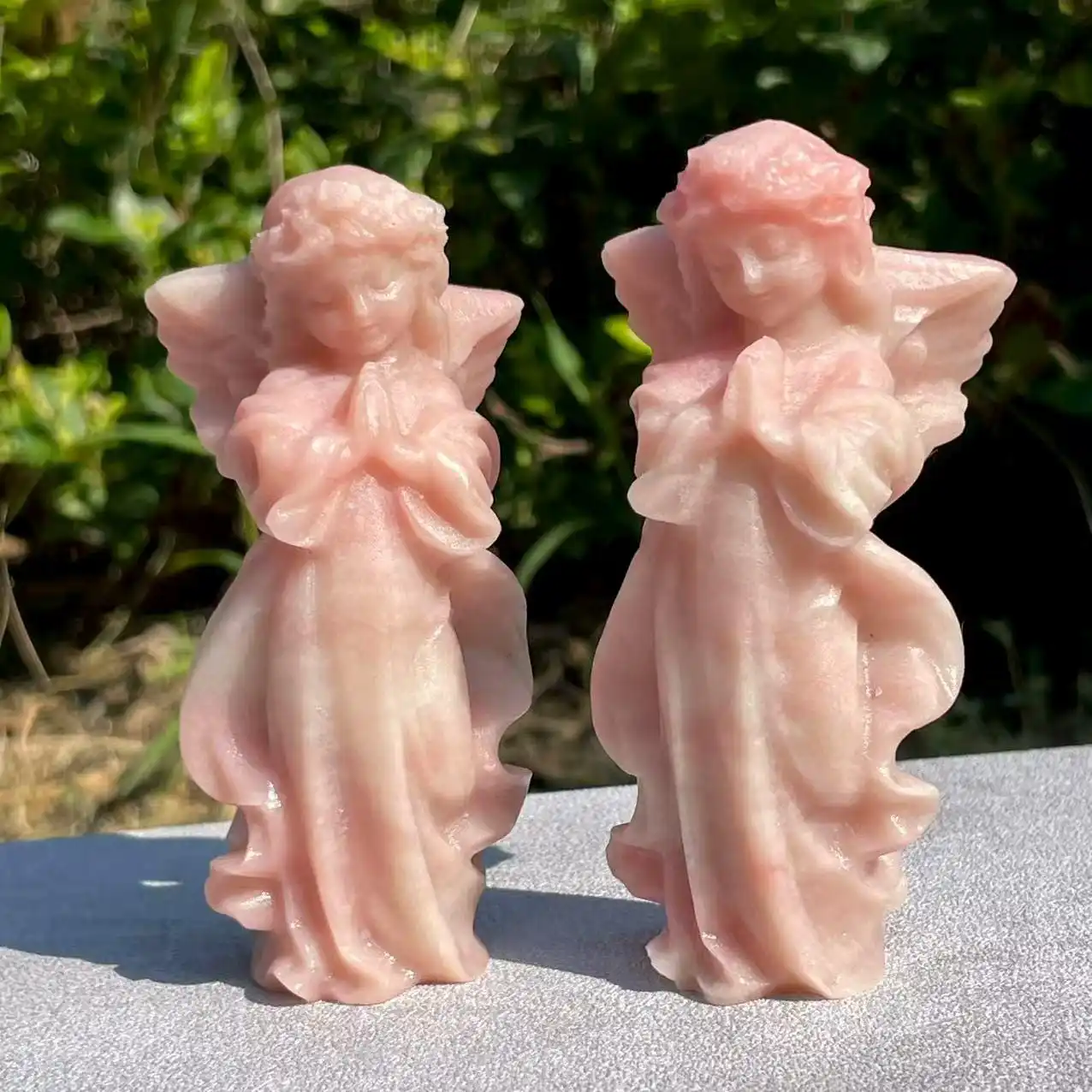 1pc Pink Opal/ Rose Quartz Hand Carved Angel - Ideal for Home Decor & Unique Holidays Gift