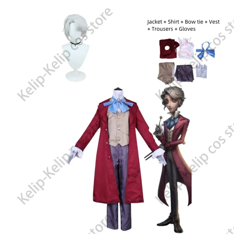 Game Identity Ⅴ alexander Kreiburg compositore Cosplay Costume Music Banquet revers Swallowtail Coat Uniform Wig Man Party Suit