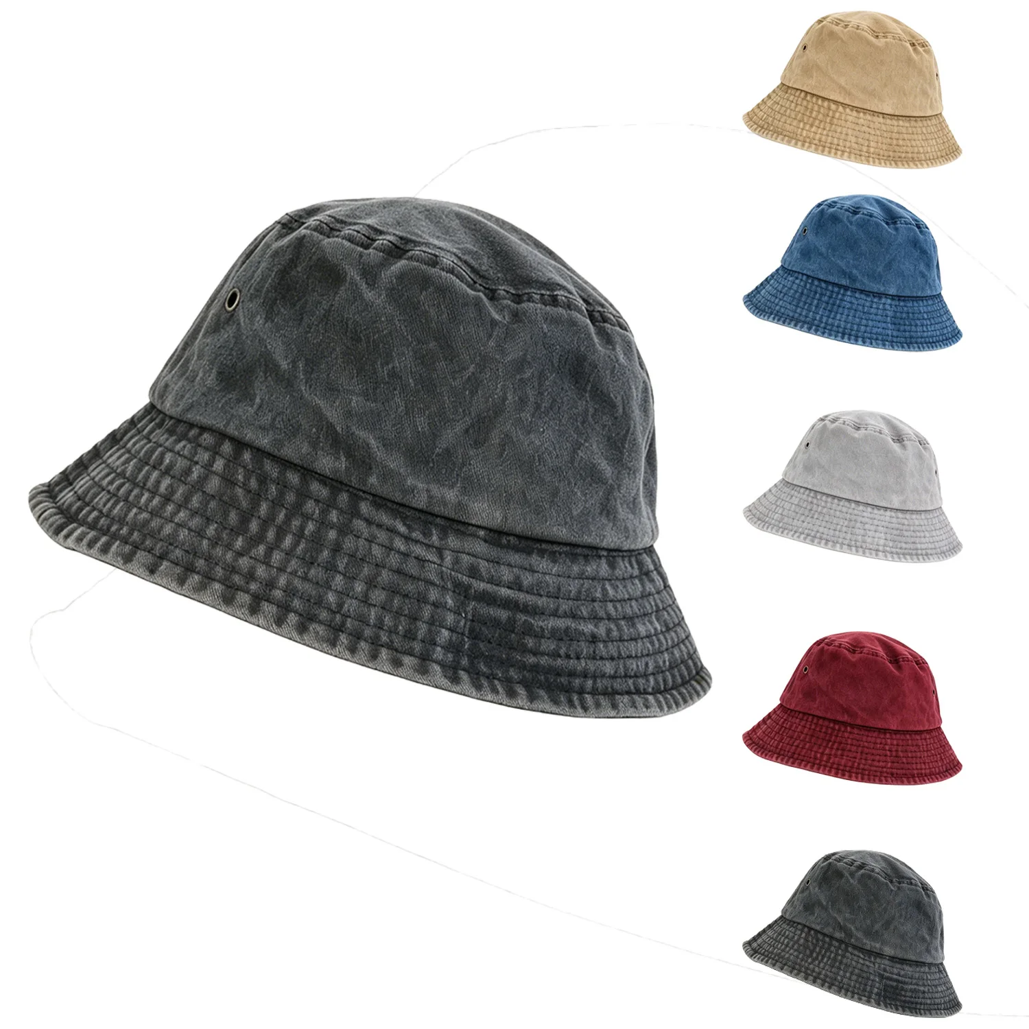 Solid Color Washed Bucket Hats Spring Summer Lightweight Breathable Fisherman Caps Unisex For Outdoor Vacation Daily Wear