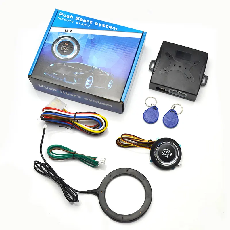 12V Car Keyless Start System with One Button Start Stop Device and RFID Anti Theft Alarm