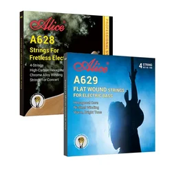 Alice A628 A629 Flat Wound Electric Bass Strings 4-Strings Hexagonal Core NI-Steel/Chrome Alloy Winding